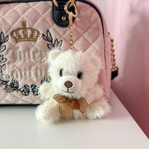 Handmade Teddy Bear Bag Charm Cream and Tan.